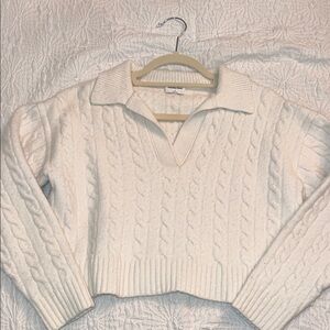 Sunday Best Cream V-Neck Cable Knit Sweater